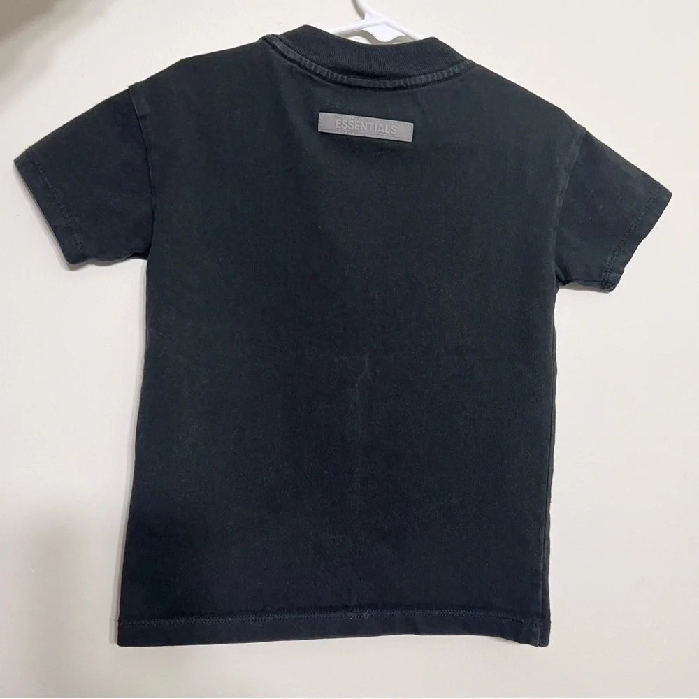 Fear of God Essentials Tee Shirt Kids Sz XS 4/5 Black Grunge T Shirt Boys Girls
